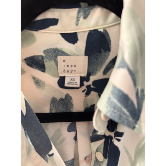 Floral Button-Down Belted Shirt Dress - XS - A New Day - Lightweight Fabric - Picture 3 of 7